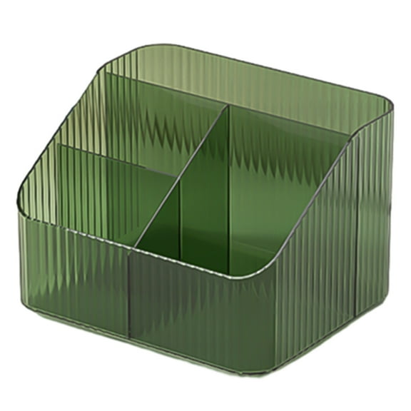 Clear Makeup Brush Organizer, Cosmetics Display Case with 5 Compartments, Desktop Storage Box Countertop Holder for Beauty Supply, Lipstick, Jewelry, Stationery in Vanity, Bathroom, Office - Green