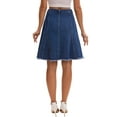 thumbnail image 3 of INSPIRE CHIC Women's Denim Skirt A Line High Waist Flared Raw Hem with Pockets Casual Jean Skirts XL Dark Blue, 3 of 6