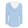 thumbnail image 5 of ABATAB Womens Fashion Polka Dots Eyelets Hoodie Sweatshirts Casual Button V Neck Long Sleeve Trendy Pullover Tops with Drawstring(Small,Light Blue), 5 of 5