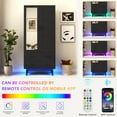 thumbnail image 4 of Blotout 70” Tall LED Armoire Wardrobe with Mirror & 2 Drawers, 2 Door LED Wood Wardrobe Armoire with Multi-Layer Shelves & Hanging Rod, Large Capacity Storage Cabinet w/Louver Doors, Black, 4 of 8