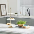thumbnail image 2 of DecMode 12" x 23" White Ceramic Terrazzo 3 Tiered Server with Gold Base, 1-Piece, 2 of 8