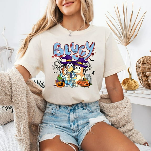 Bluey Halloween Shirt, Cute Ghost Bluey, Trick or Treat Tee, Funny Spooky Family Costume Idea