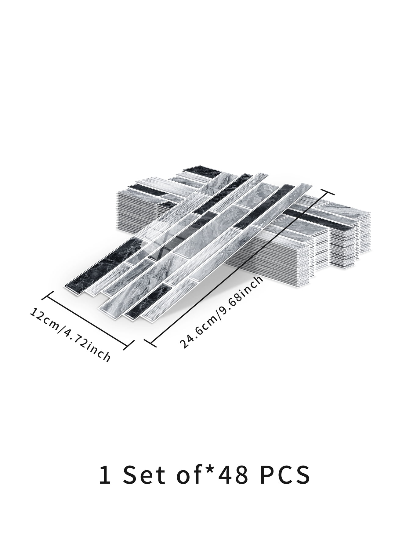 Peel and Stick Backsplash Wall Tiles,Self-Adhesive,Oil Proof,Waterproof, Removable Wall Panels for Kitchen & Bathroom,Modern Design, Easy Install (9.68x4.72 inch,48 Pack)