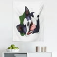 thumbnail image 1 of Boston Terrier Tapestry, Cheerful Happy Terrier Breed with Green Hat Rolling Around and Laughing, Fabric Wall Hanging Decor for Bedroom Living Room Dorm, 5 Sizes, Multicolor, by Ambesonne, 1 of 1