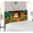 thumbnail image 2 of Owl Headboard, Old Wise Nanny Grandma Owl in the Chestnut Tree Hallow Looking Through Sage Character, Upholstered Decorative Metal Bed Headboard with Memory Foam, Twin Size, Multicolor, by Ambesonne, 2 of 4