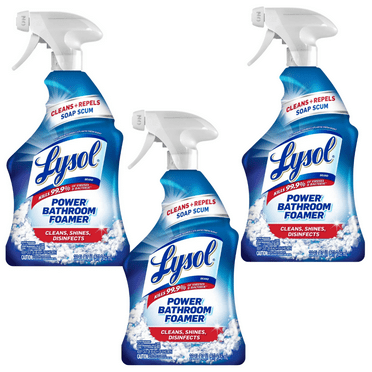 Lysol Power Foaming Cleaning Spray for Bathrooms, Foam Cleaner Bathrooms, Showers, Tubs, 32 fl oz (3 Pack Set)
