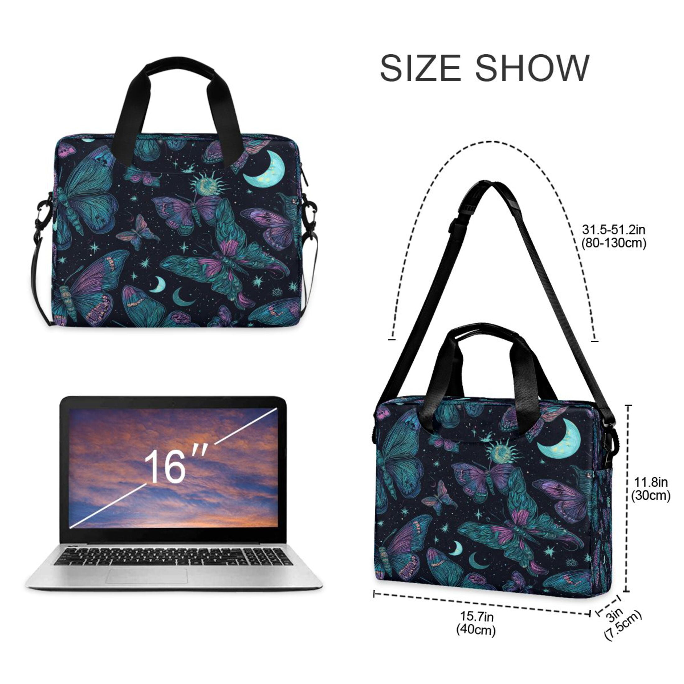 Laptop Bag Laptop Briefcase 15.7 x 3 x 11.8 Inches Laptop Bag Briefcases Laptop Storage Travel Laptop Bag Work Laptop Bag Green Butterfly