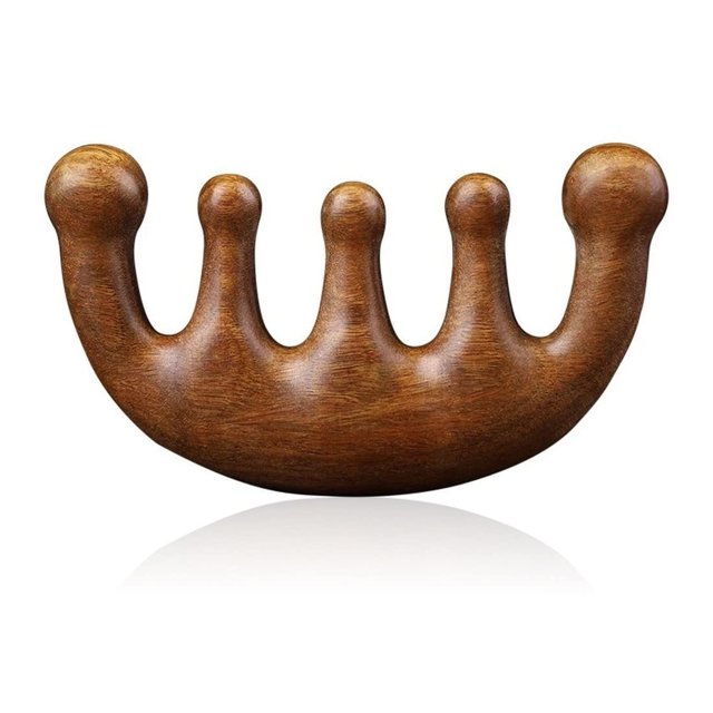 Peine de madera, peine multiusos Gua Sha para cuero cabelludo, peine de madera para el cabello