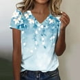 thumbnail image 4 of cocolona Womens Summer V Neck Short Sleeve T-shirts Fashion Casual Loose Floral Print Tops Lightweight Comfy Tees Blouse, 4 of 4