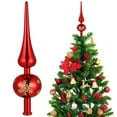 thumbnail image 1 of Adornos navideños vintage de plástico esférico para la punta del árbol, brillantes y metálicos, estilo Ariadne, ideales para la decoración navideña., 1 of 8