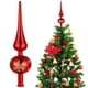 thumbnail image 1 of FELTECHELECTR Adorno navideño festivo con lentejuelas para la copa del árbol de Navidad, adorno rojo delicado para la copa del árbol de Navidad., 1 of 4