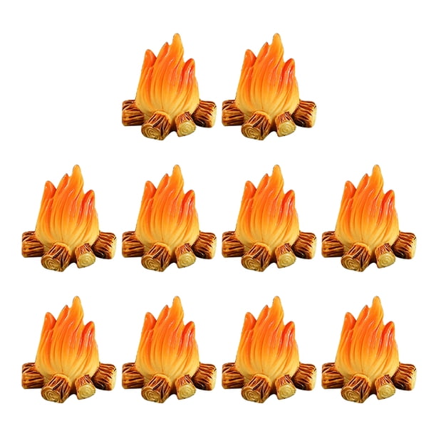 BRIGHTFUFU 10pcs Modelo de fogata en miniatura Fire Fake Resin Bonfire Model Decoración en miniatura