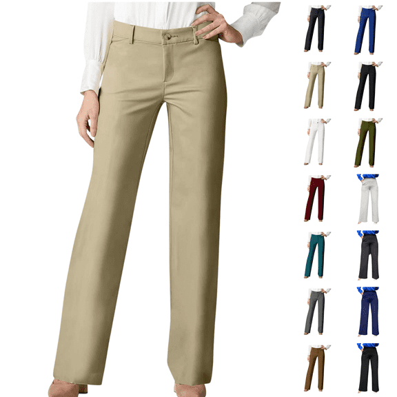 Tawop Womens Khaki Pants,Straight Leg Pants for Women,Women Trousers,Pockets,Straight Leg,Business Casual,Work Pants,Office,Womens Slacks