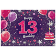 thumbnail image 2 of Purple Themed 13th Birthday Banner with Balloons Stars and Cake Decoration Backdrop Party Supplies Photography Props Happy Birthday Party Decorations, 2 of 7