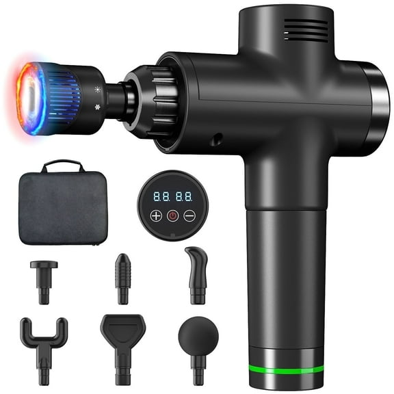 Cshidworld Massage Gun with Heat and Cold Head, Deep Tissue Muscle Massager with 7 Replacements, Heated Professional Electric Back Massager for Athletes, Handheld Massager Gun with Carry Case