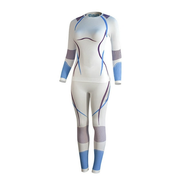 Gpaecead Women's Round Neck Thermal Set - Quick Dry Base Layer For Winter Sports & Skiing Purple