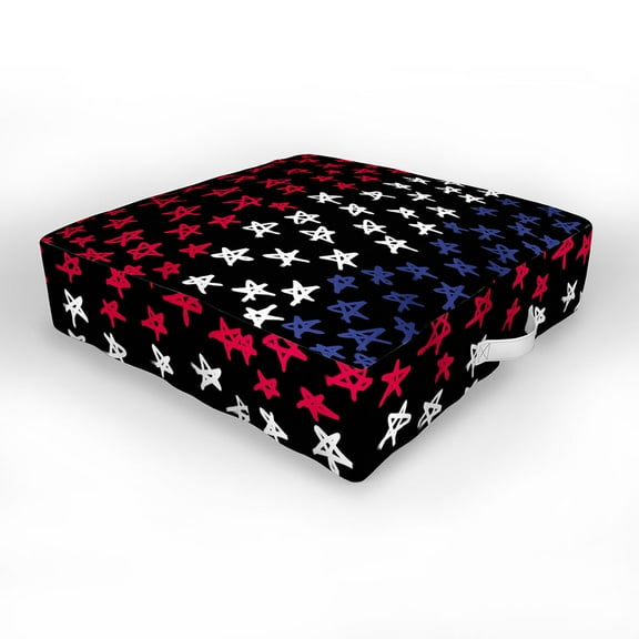 Society6 Lisa Argyropoulos Red White And Blue Stars Night Outdoor Floor Cushion