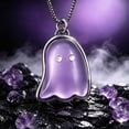 thumbnail image 3 of WeDecorBay Halloween Natural Amethyst Ghost Pendant Quartz Necklace Charm Quirky Jewelry Accessory for Halloween Party Gift Men Hip Hop Style, 3 of 6