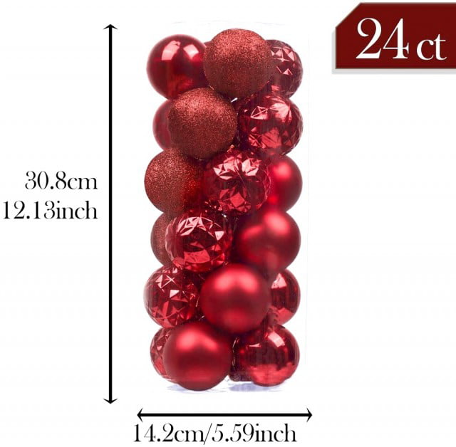 Not Included Valery Madelyn 24ct 60mm Essential Pink Basic Ball Shatterproof Christmas Ball Ornaments Decoration,Themed with Tree Skirt