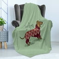 thumbnail image 4 of Dachshund Soft Flannel Fleece Throw Blanket, Dog in Knitted Sweater Design Detailed Colorful Cartoon Style Animal Pattern, Cozy Plush for Indoor and Outdoor Use, 50" x 60", Multicolor, by Ambesonne, 4 of 5