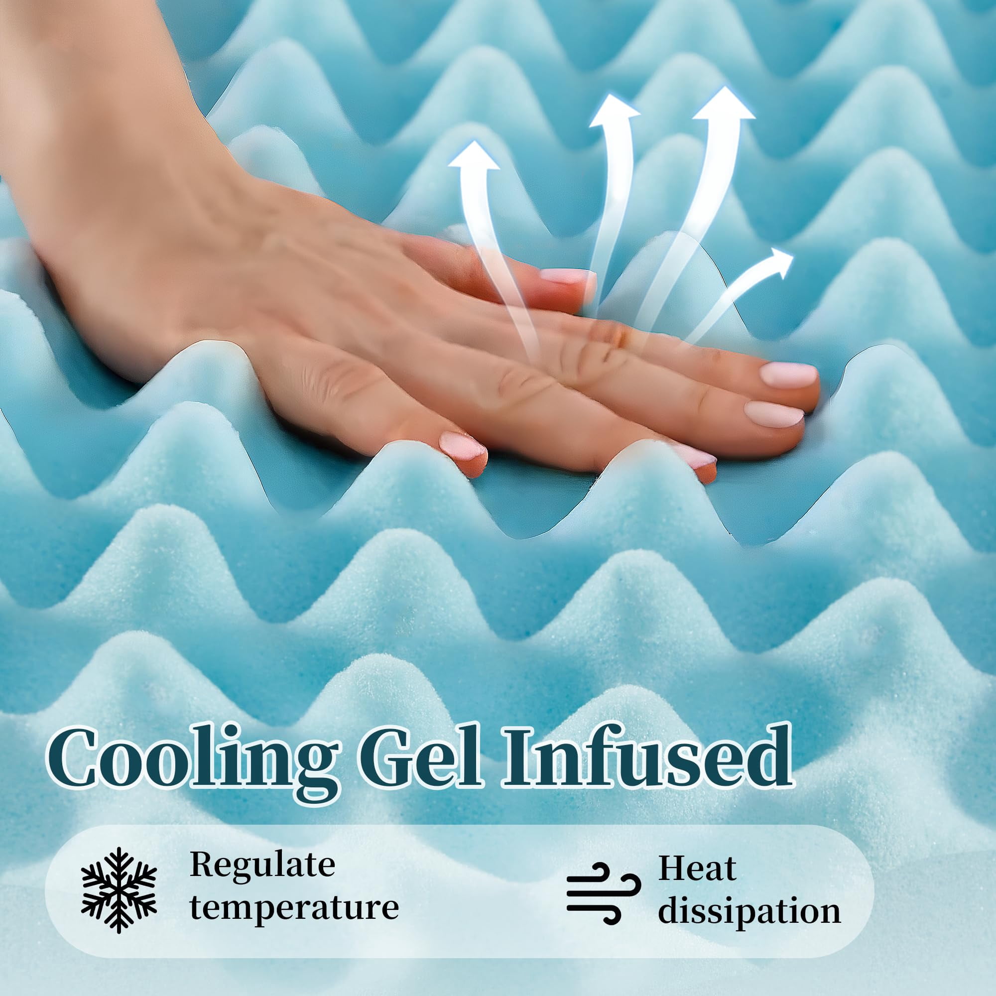 3 Inch Mattress Topper, Full Size Memory Foam Mattress Topper with Cooling Gel Egg Crate Mattresses Top, Plush Feel, Breathable, Pressure Relief for Bedroom