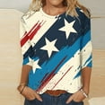 thumbnail image 2 of GERsome Womens 4th of July 3/4 Sleeve Tops Casual Loose Fit Crewneck T Shirts American Flag Patriotic Tee Shirts S-3XL, 2 of 5