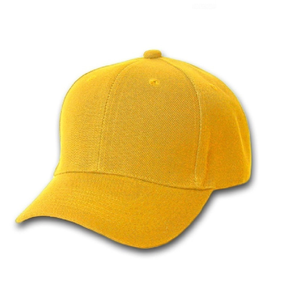 Plain Baseball Cap   Blank Hat with Solid Color and Adjustable Yellow