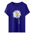 thumbnail image 2 of Hauts d'Été pour Femmes, Blouses Décontractées Élégantes 2024, T-Shirts à Manches Courtes Imprimés, Col Rond, Ample, Bleu, 2 of 5