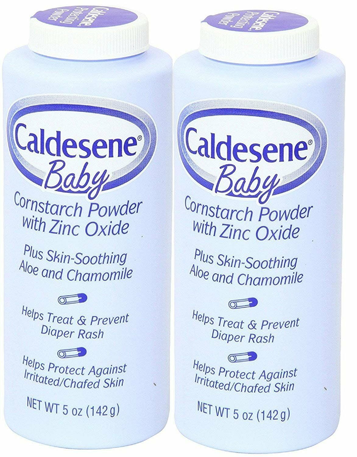 Caldesene Baby Cornstarch Powder With Zinc Oxide, 5 Oz, 2-Pack