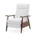 thumbnail image 4 of Solaris Wood Arm Milky White Faux Leather Wood Arm Push Back Recliner, 4 of 5