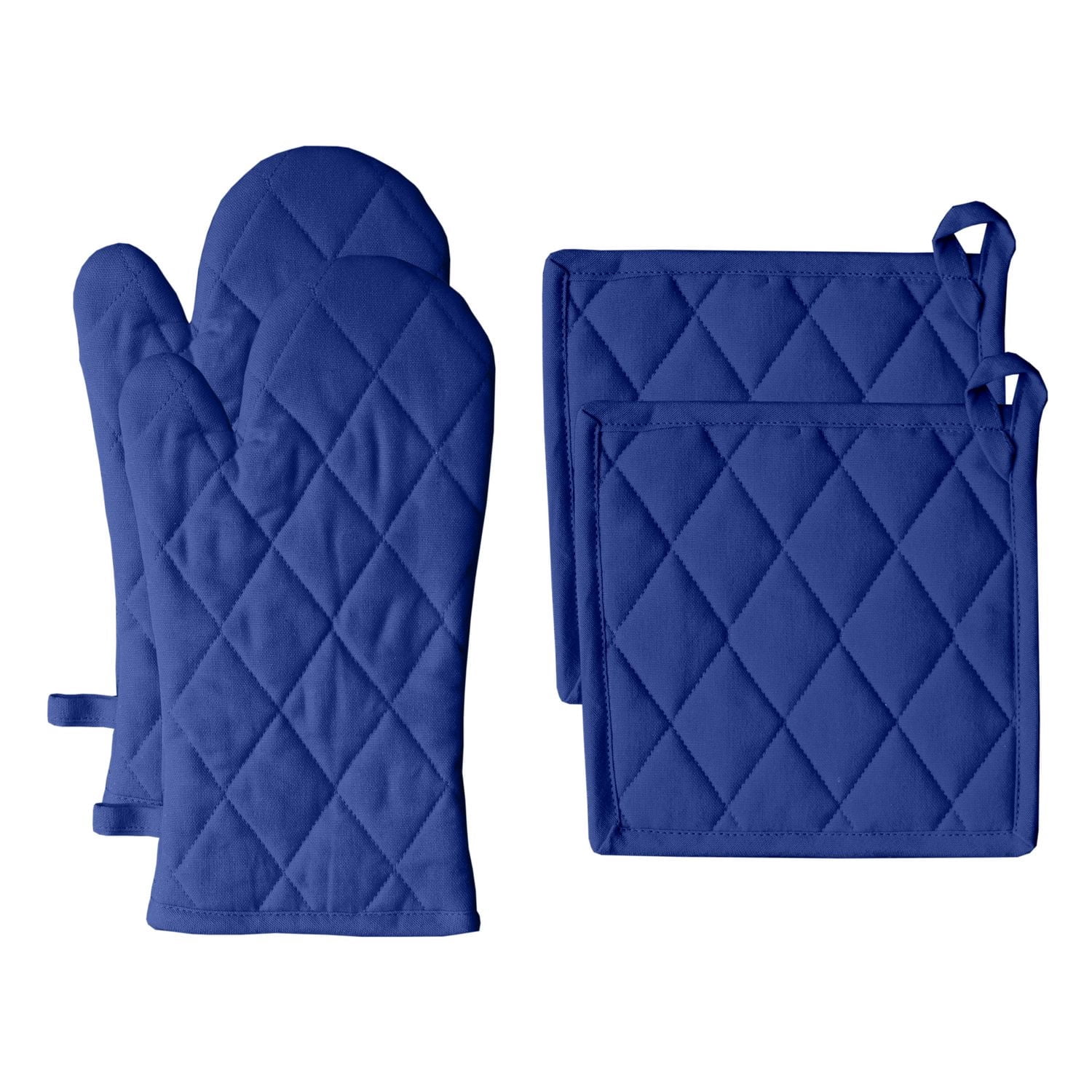 Fabstyles Solo Waffle Cotton Oven Mitt & Pot Holder Set of 4