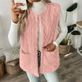 thumbnail image 4 of FAIWAD Womens Long Fleece Vest Sleeveless Fall Winter Warm Textured Outerwear with Pockets Trendy Casual Fuzzy Jacket, 4 of 9