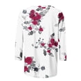 thumbnail image 4 of MITCOWBOY Hauts pour Femmes Printemps/été Col Rond Imprimé Floral Ample Décontracté Manches 3/4 T-Shirts pour Femmes Blouses pour Femmes Rose m Liquidation!, 4 of 5
