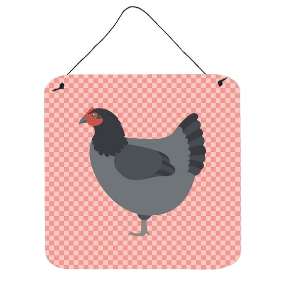 Carolines Treasures BB7835DS66 Jersey Giant Chicken Pink Check Wall or Door Hanging Prints, 6 x 6 in.