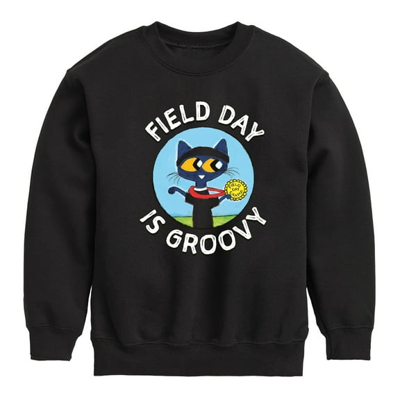 Pete the Cat - Field Day - Field Day Is Groovy - Gold Medal Champ - Toddler And Youth Crewneck Fleece Sweatshirt