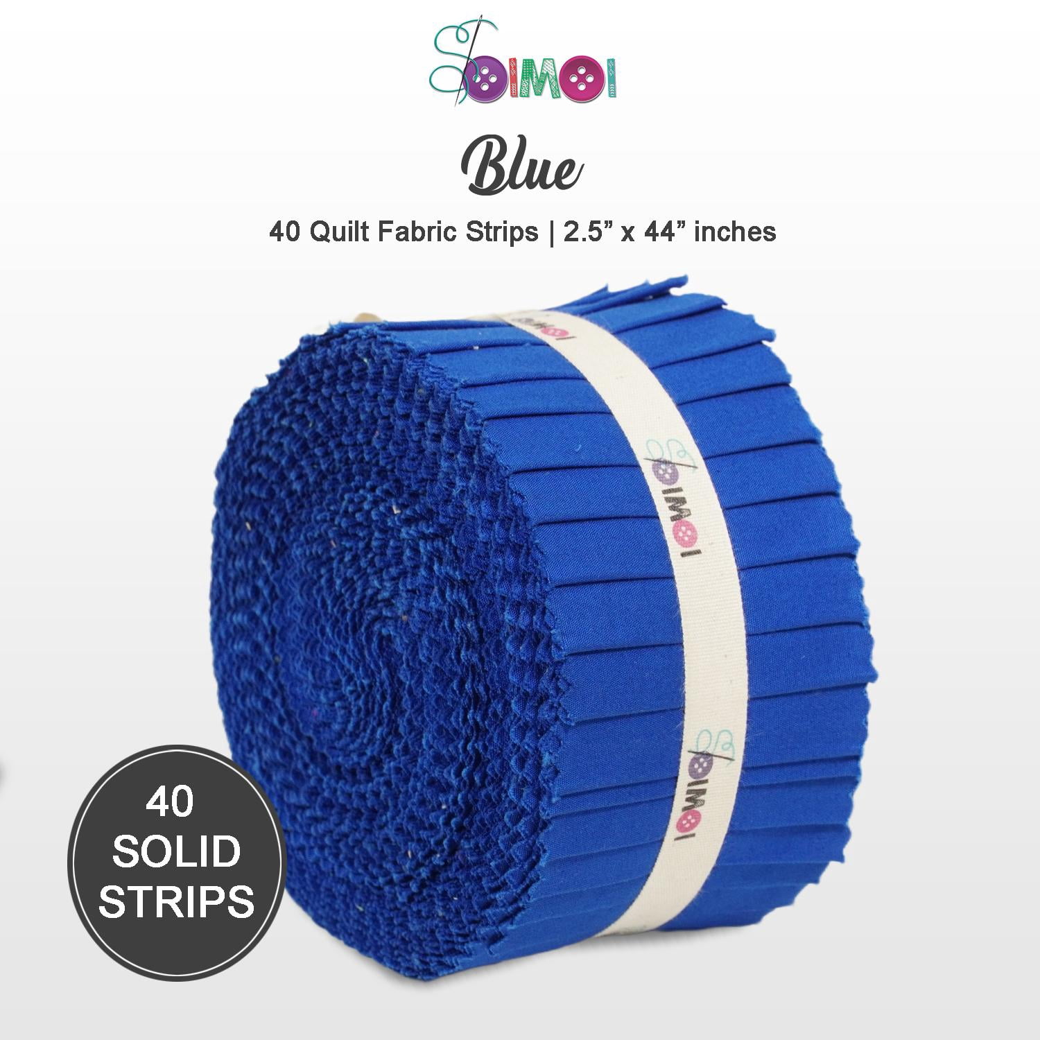 Soimoi Solid Jelly Roll Fabrics for Quilting 40 Strip 2.5" Cotton Strips Bundles, Perfect Quilting for Craft Project, Precut Quilt Fabirc, Cotton Strips for Home Decor, Rugs - Blue