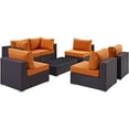 thumbnail image 2 of Modway Convene 7 Piece Outdoor Patio Sectional Set in Espresso Orange, 2 of 9