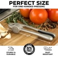 thumbnail image 2 of Premium Garlic Press Set - Rust Proof Professional Garlic Mincer Tool - Easy-Squeeze, Easy-Clean with Soft, Ergonomic Handle - Silicone Garlic Peeler & Brush (Silver), 2 of 4
