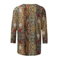 thumbnail image 5 of EchfiProm 3/4 Sleeve Shirts for Women Floral Multicolor Pullover Crew Neck Loose Fit Vintage Fall Shirts, 5 of 5