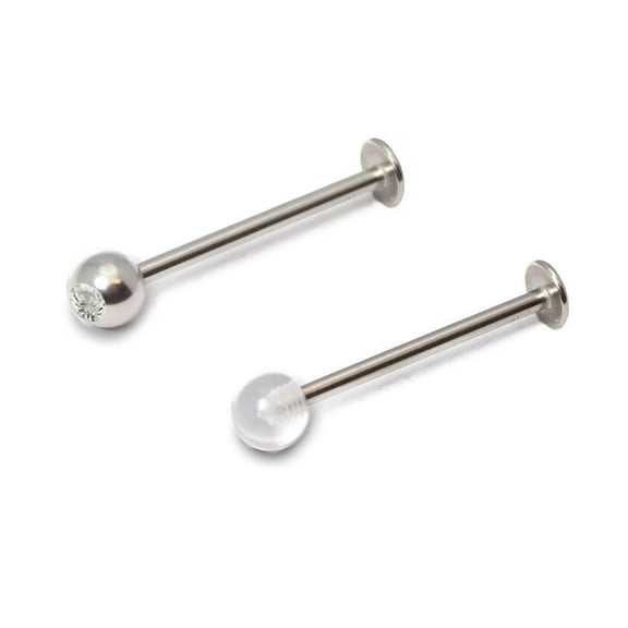 Package of 2 Surgical Steel Cheek 16G Labret
