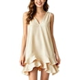 thumbnail image 2 of YuXingFu formal Dresses for Women Mini V-Neck Plus Size Womens Dress Sleeveless for Home Casual Summer Beige XXXL, 2 of 8