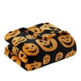 thumbnail image 2 of Kate Aurora Autumn Living Oversized Halloween Jack-O'-Lantern Pumpkins Orange & Black Ultra Plush Throw Blanket, 2 of 3