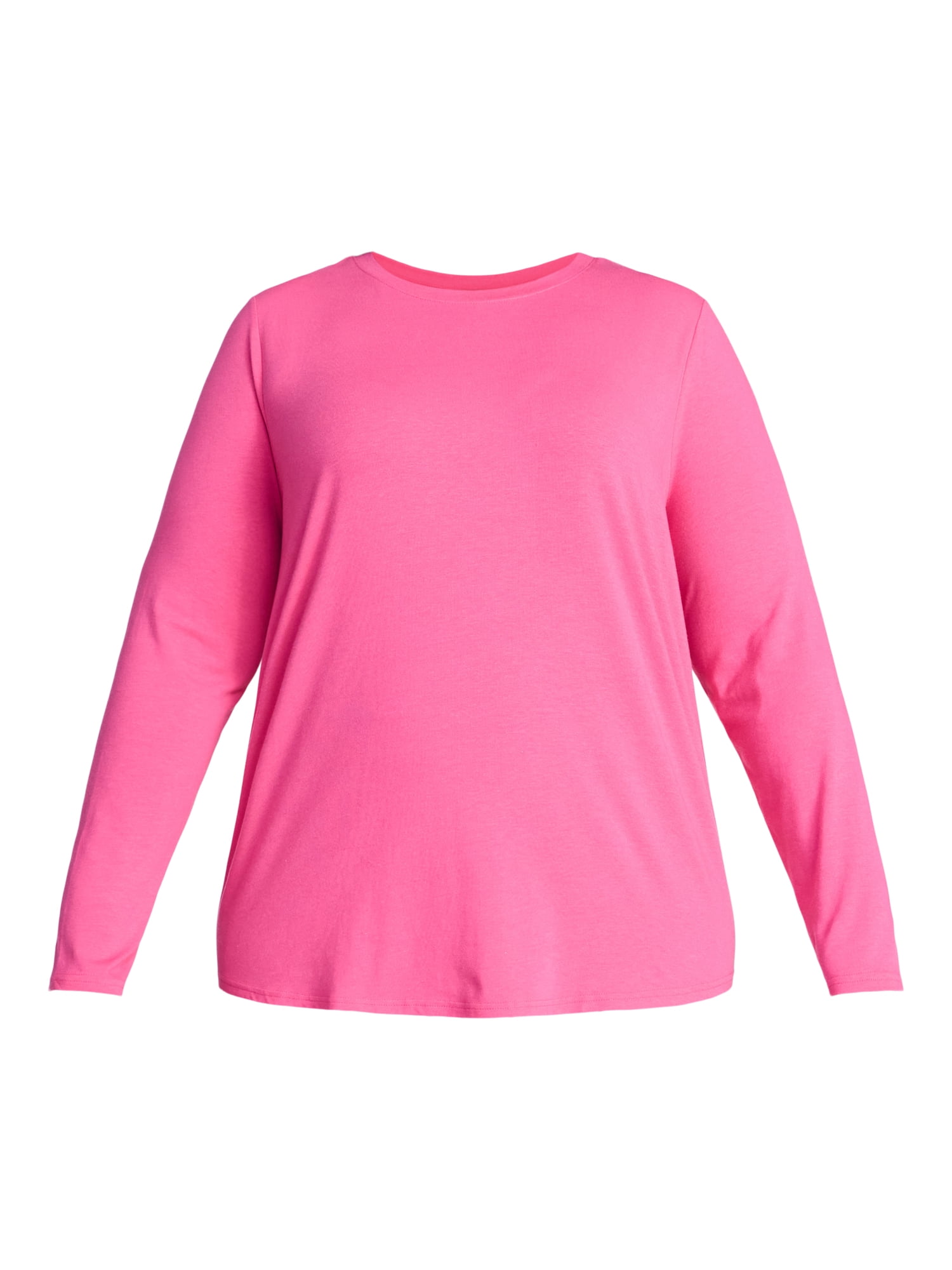 Terra & Sky Women's Plus Size Crewneck Tee with Long Sleeves, Sizes 0X-5X