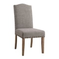 thumbnail image 2 of 2pc Brown Finish Side Chair Beige Fabric Upholstered Seat Nailhead Trim Accent Dining Room Wooden Furniture, 2 of 4