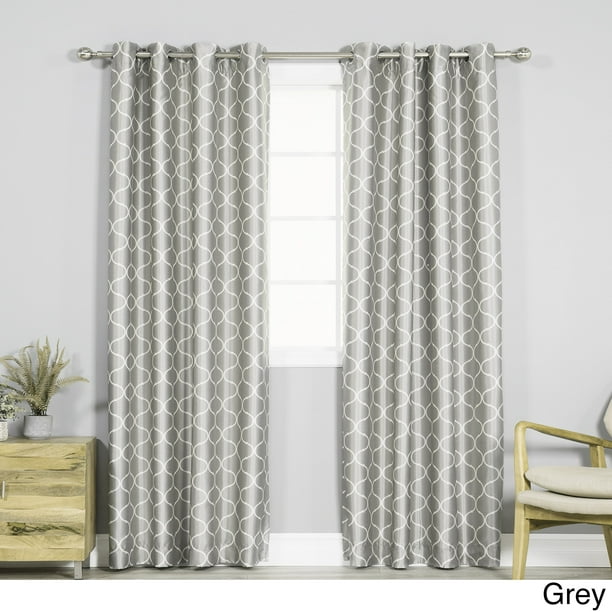 Aurora Home Faux Silk Quatrefoil Blackout Curtains 52 X 84 Grey Com Aurora Home Faux Silk Quatrefoil, Grey And Beige Blackout Curtains