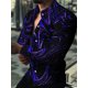 thumbnail image 1 of Camisa de diseño de moda para hombre con estampado de estrellas, color morado, azul y dorado, de lujo, para uso social, con solapa, talla grande, informal, de manga larga, 1 of 6