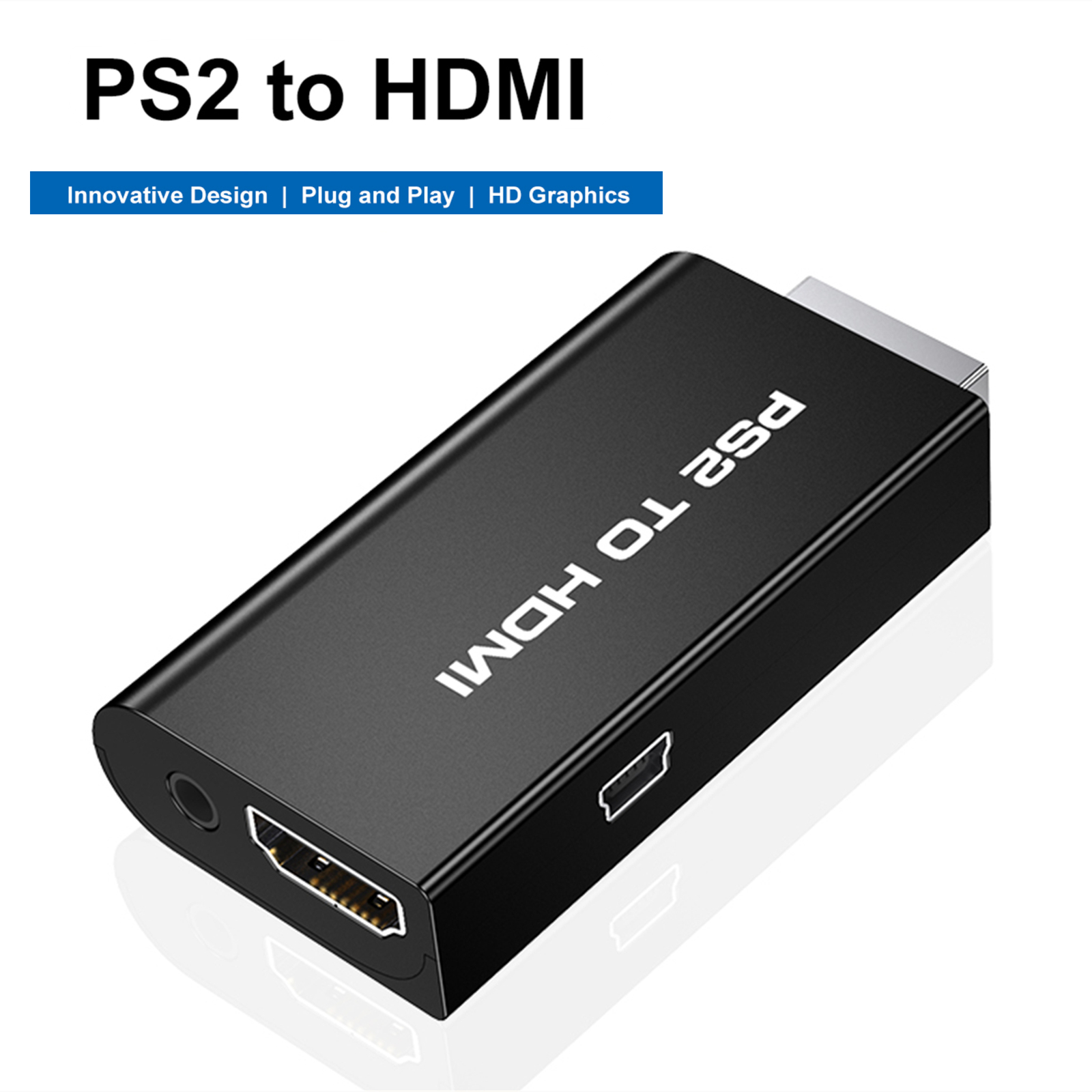 PS2 to HDMI Converter, Video Converter with 3.5mm Audio Cable for HDTV