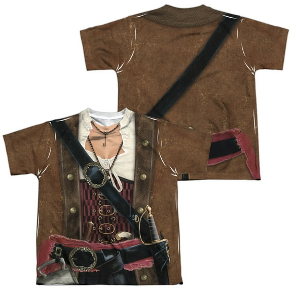 Pirate Lass (Front - Back Print) - Youth Short Sleeve Shirt - Small