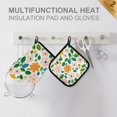thumbnail image 4 of Yayeee Oven Mitts and Pot Holder Set of 2 Heat Resistant Kitchen Gloves Baking Hot Pad, Retro Orange Floral, 4 of 5