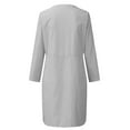 thumbnail image 4 of Dezsed Women's Summer Shirt Dresses Button 1/2 Sleeve V-Neck Casual Loose Cotton Linen Midi Dress with Pockets Gray 3XL, 4 of 5